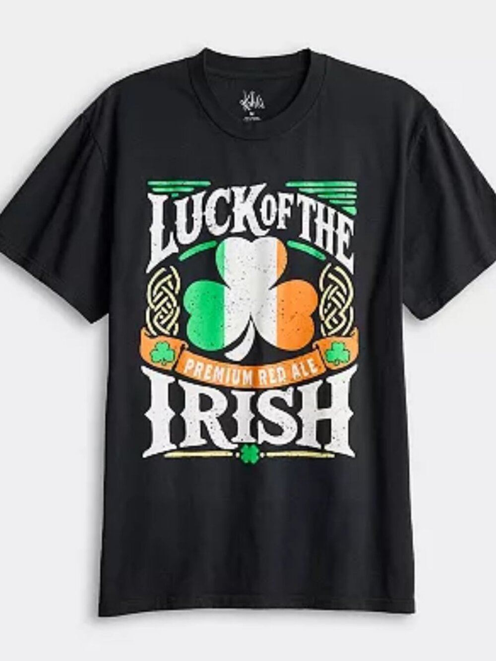 Men's St. Patrick's Day Tee Luck of the Irish Graphic Tee, Black, S